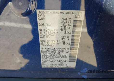 2018 Nissan Rogue Sl z USA, uszkodzony, nr VIN 5N1AT2MV8JC742641